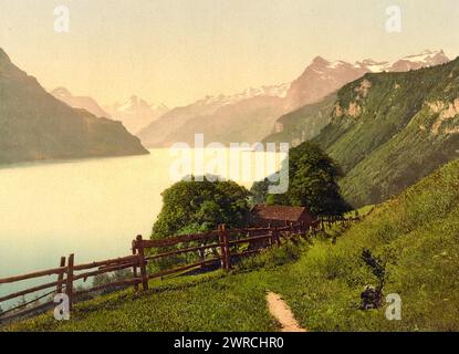 Urnersee, vue générale, Lac de Lucerne, Suisse, entre env. 1890 et env. 1900., Color, 1890-1900 Banque D'Images