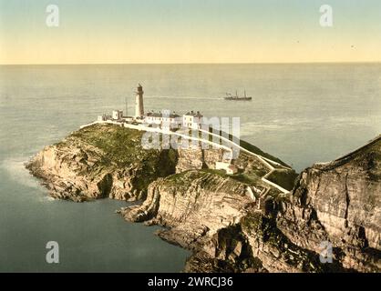 Phare de South Stack, Holyhead, pays de Galles, entre CA. 1890 et env. 1900., pays de Galles, Holyhead, Color, 1890-1900 Banque D'Images