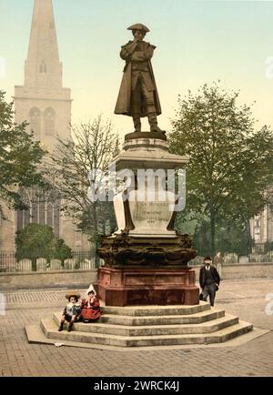 Howard Statue, Bedford, Angleterre, image montre la statue du philanthrope John Howard (1726-1790) qui était aussi un réformateur de prison. La statue est située à Bedford, en Angleterre et a été réalisée par le sculpteur Sir Alfred Gilbert (1854-1934)., entre env. 1890 et env. 1900., Angleterre, Bledford, Color, 1890-1900 Banque D'Images