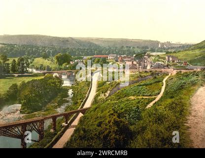 Gare et Rothern Bridge, Torrington, Angleterre, entre CA. 1890 et env. 1900., Angleterre, Torrington, couleur, 1890-1900 Banque D'Images