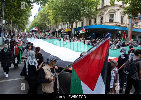 Manifestation pro-palestinienne à Melbourne, Victoria, Australie Banque D'Images