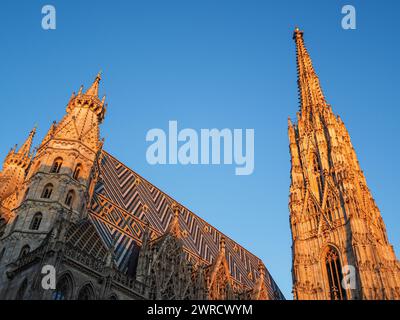 Prog La cathédrale d'Étienne contre le ciel La cathédrale d'Étienne est le bâtiment religieux le plus important de Vienne. Banque D'Images