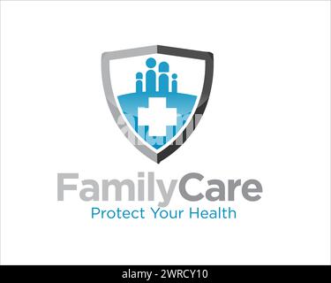 shield family care logo designs pour le logo de protection médicale Illustration de Vecteur