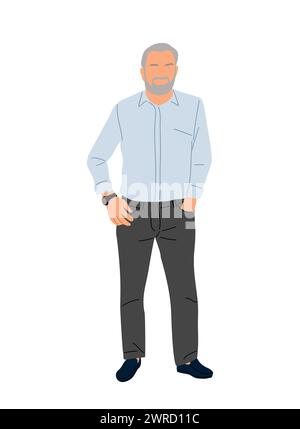 Hommes d'affaires seniors debout dans une tenue décontractée. Illustration de Vecteur
