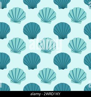 Motif sans couture de coquillages de mer. Motif tendance de coquillages pour papier d'emballage, papier peint, autocollants, couverture de carnet. Illustration de Vecteur