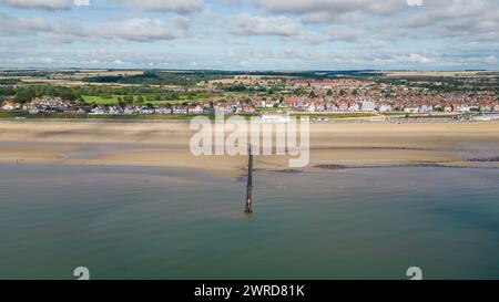 Vues aériennes de Bridlington South Beach et du front de mer Banque D'Images