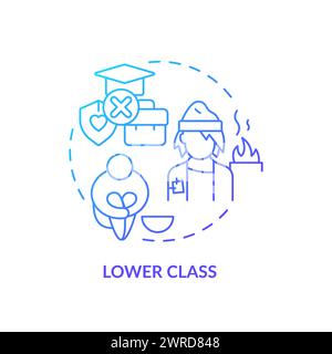 Icône de concept de dégradé bleu de classe inférieure Illustration de Vecteur