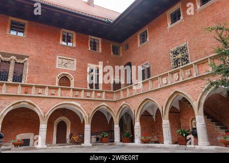 Détail de l'Université Jagellonienne où Nicolaus Copernic a étudié à Cracovie, en Pologne Banque D'Images