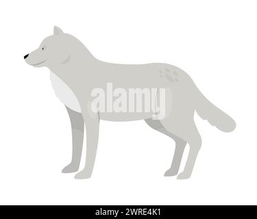 Loup polaire sauvage. Animaux arctiques et antarctiques, illustration vectorielle de dessin animé de faune de neige Illustration de Vecteur