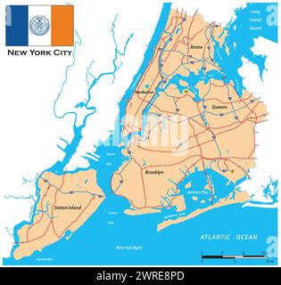 Simple carte d'aperçu de New York City, États-Unis Banque D'Images