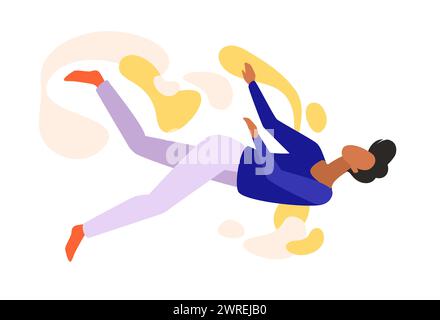 Jeune homme libre flottant dans l'air, rêveur dans le vol étrange créatif de l'inspiration et des rêves illustration vectorielle Illustration de Vecteur