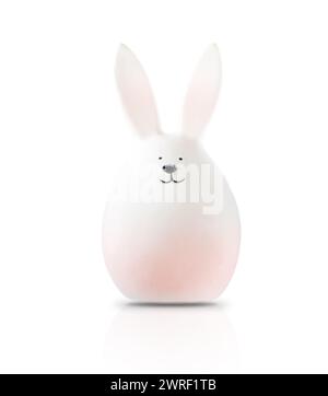 Lapin lapin jouet isolé sur fond blanc avec chemin de découpage. Figurine en céramique pour la conception de cartes de Pâques. Banque D'Images