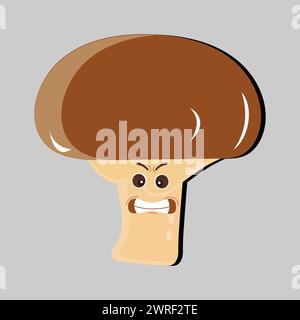 Personnage de dessin animé de champignon dans divers gestes, ensemble illustration mascotte de champignon avec diverses expressions différentes de l'émotion mignonne dans le style comique Illustration de Vecteur