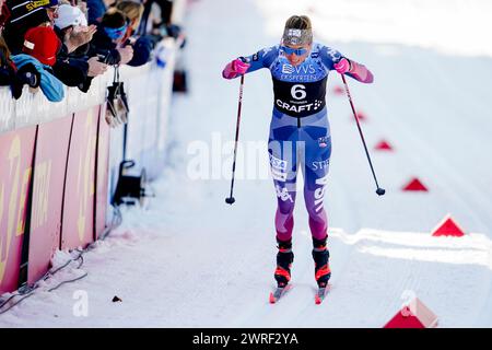 Drammen 20240312.Rosie Brennan des États-Unis lors du prologue sprint classique dans la Coupe du monde en ski de fond à Drammen mardi. Photo : Terje Pedersen / NTB Banque D'Images