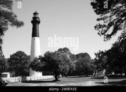 Photo stock du phare de Hunting Island à Beaufort, Caroline du Sud, États-Unis. Banque D'Images