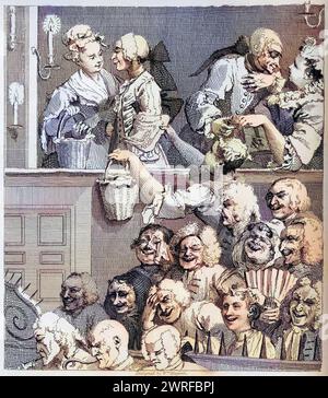 The Laughing audience from the original design by Hogarth from the Works of Hogarth Published London 1833, Historisch, digital restaurierte Reproduktion von einer Vorlage aus dem 19. Jahrhundert, date du dossier non précisée, Banque D'Images