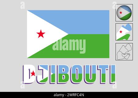 Drapeau et carte de Djibouti en illustration vectorielle Illustration de Vecteur