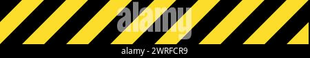 Bandes d'avertissement de ruban de barricade - bandes diagonales noires et jaunes, illustration vectorielle sans couture répétable Illustration de Vecteur