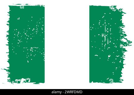 Drapeau Nigeria - drapeau vectoriel avec effet de rayures élégant et cadre grunge blanc. Illustration de Vecteur