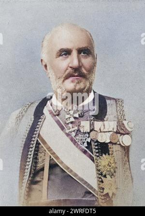 Roi Nicolas Ier du Monténégro 1841 à 1921 Nikola I Mirkov Petrovic Njegos extrait du livre L'année 1912 illustré publié Londres 1913, Historisch, digital restaurierte Reproduktion von einer Vorlage aus dem 19. Jahrhundert, date du dossier non précisée, Banque D'Images