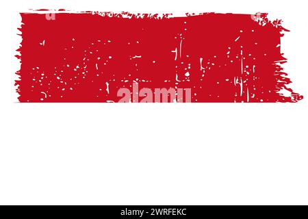 Drapeau Monaco - drapeau vectoriel avec effet de rayures élégant et cadre grunge blanc. Illustration de Vecteur