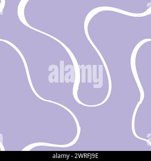 Motif abstrait sans couture avec des squiggles et des griffonnages. Lignes courbes tissées. L'encre chaotique gribouillonne la texture décorative. Griffonnages désordonnés, ondulés et bouclés l Illustration de Vecteur