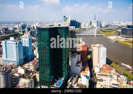 Ho Chi Minh Ville au Vietnam vue panoramique aérienne Banque D'Images