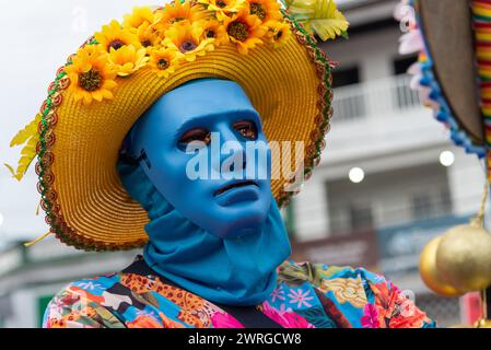 Maragogipe, Bahia, Brésil - 11 février 2024 : des gens en costumes sont vus pendant le carnaval dans la ville de Maragogipe à Bahia. Banque D'Images