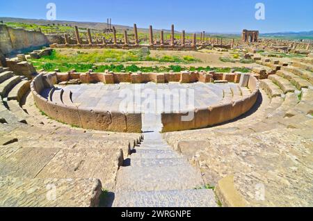 Ruines du théâtre romain de Timgad, Algérie Banque D'Images