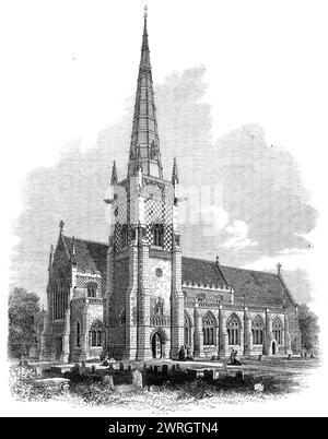 Prog Église de la tour Marie, Ipswich, récemment restaurée, 1864. 'Dans le mur nord est une très fine ligne de fenêtres, dans le style perpendiculaire, qui est le style général des restaurations... le mur sud reste à transformer en une contrepartie du mur nord, et il est prévu d'enlever le porche sud, et pour faire de grands travaux à la tour, laissant l'allée sud correspondant avec le nord... l'extérieur de l'église est à l'heure actuelle un mélange hétéroclite du travail frais exquis de la restauration et des gravats sombres et délabrés de l'ancienne structure. Le toit de la nef, cependant, est finishe Banque D'Images