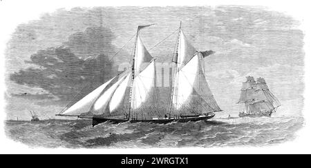 Le West Hartley No. 1, une nouvelle goélette à fond plat pour le commerce du charbon en Nouvelle-Galles du Sud, 1864. L'un des deux navires «...construits par messieurs Lewis et Stockwell pour messieurs Broomfield et Whitaker... ils sont parfaitement à fond plat, et, lorsqu'ils sont chargés pour Sydney, ils ne dessinent que 2 pieds. 9 po. Avec ce très léger tirant d'eau, ils viennent de terminer le voyage vers Sydney, une distance de 16 000 milles. Bien qu'ils aient connu des conditions météorologiques très violentes, ils sont arrivés en bon état. Ils sont destinés à la West Hartley Coal Company, de Nouvelle-Galles du Sud, et doivent être employés pour transporter du charbon à Sydney Banque D'Images