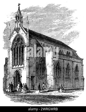 Nouvelle église anglaise à un nouveau Pierre, Calais, 1862. « Cet élégant édifice a été récemment érigé pour l'usage des ouvriers anglais employés dans les usines de dentelle à préparé Pierre...aussi étrange que cela puisse paraître, un dixième de la population de besoin Pierre est anglais - principalement des dentelles de Nottingham et d'Écosse... la condition de misère de ces gens, coupés de toute provision spirituelle, a attiré l'attention des promoteurs de la Colonial and Continental Church Society... [comme] il a été estimé qu'une église était grandement nécessaire... la Société pour la promotion de la connaissance chrétienne accordée &#xa3;100 Banque D'Images