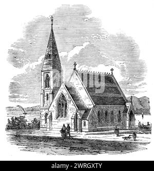 Prog Église épiscopale de Jean, Oban, Argyleshire, 1864. 'Vue de l'église épiscopale ou de la chapelle des services John, récemment érigé pour le logement des personnes habituées à la forme anglicane de culte à Oban, dans l'Argyleshire. Cette petite ville, qui est située à la tête d'une baie fréquentée en été par les paquebots amenant les touristes à explorer les West Highlands, a grandi, dans la mémoire de cette génération, d'un simple hameau de deux ou trois pauvres cottages, être un lieu de villégiature comme principal port pour le trafic de passagers sur cette partie de la côte écossaise. Son développement a été Banque D'Images