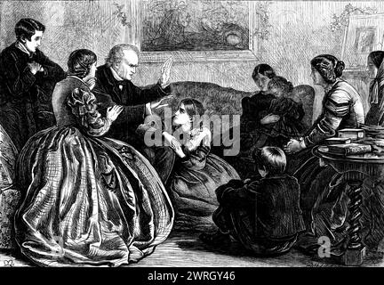 Histoire de Noël - dessiné par J. E. Millais, 1862. Divertissement familial victorien. Tiré de "Illustrated London News", 1862. Banque D'Images