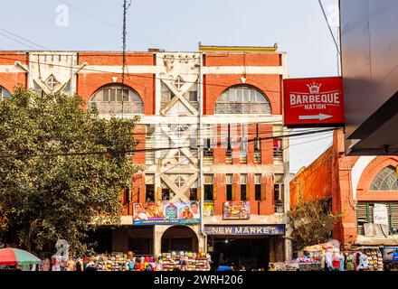 New Market, une immense galerie marchande principalement couverte anciennement connue sous le nom de Sir Stuart Hogg Market, Kolkata (Calcutta), capitale du Bengale occidental, Inde Banque D'Images