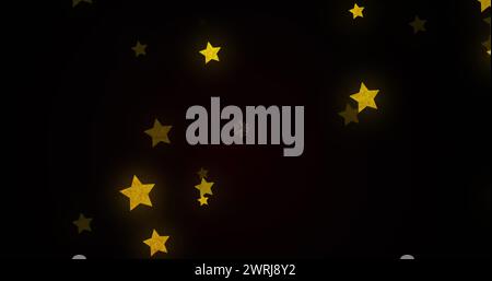 Image de ballons volants et de chapeaux de remise de diplômes sur des étoiles en arrière-plan Banque D'Images