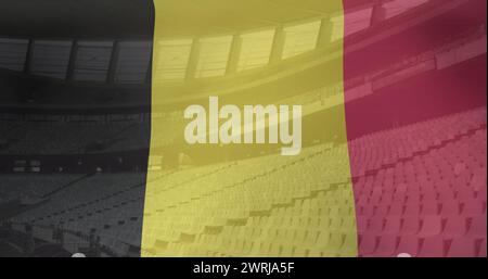 Image de la belgique agitant un drapeau au-dessus d'un stade de sport Banque D'Images