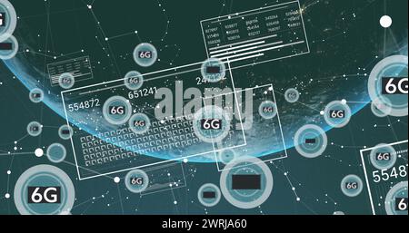 Image du réseau de texte 5g et 6g sur le globe Banque D'Images