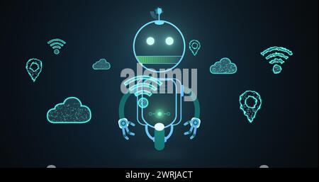 Image de l'icône ai chatbot et des icônes de cloud numérique et wifi Banque D'Images