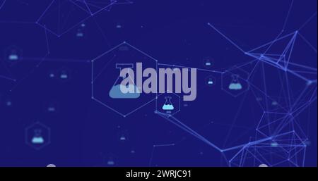 Image du réseau d'icônes médicales et de traitement des données Banque D'Images