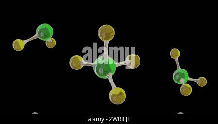 Image de micro 3d de molécules sur fond noir Banque D'Images