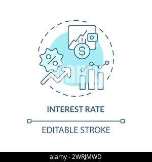 Icône de concept bleu de taux d'intérêt Illustration de Vecteur