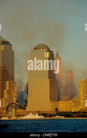 Etats Unis New york 11 septembre tragédie Skyline Twin Towers attaque Banque D'Images