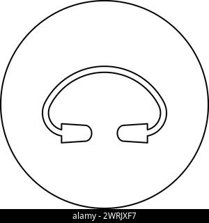 Bouchon d'oreille icône du dispositif de protection de bouchon d'oreille en cercle rond noir illustration vectorielle de couleur noire contour d'image ligne de contour mince style simple Illustration de Vecteur