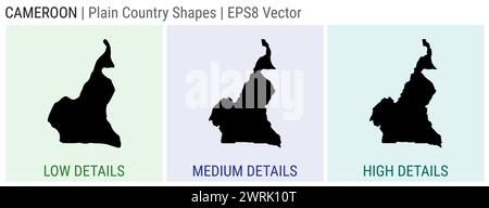 Cameroun - forme de pays simple. Cartes détaillées basses, moyennes et hautes du Cameroun. Illustration vectorielle EPS8. Illustration de Vecteur