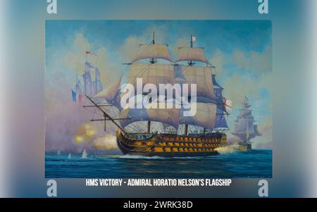 HMS Victory - navire amiral Nelson, imprégné de la gloire de la bataille de Trafalgar. Banque D'Images