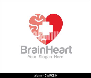 brain heart et love logos conçus pour le service médical Illustration de Vecteur