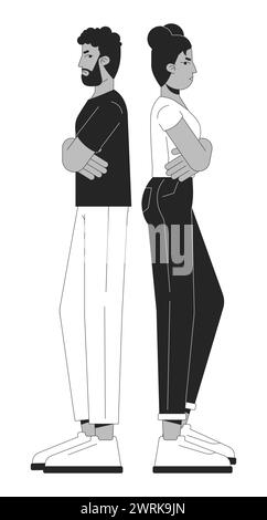 Désaccord couple afro-américain illustration plate de dessin animé noir et blanc Illustration de Vecteur