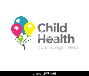 le logo de la clinique de santé infantile conçoit un ballon et un service de santé Illustration de Vecteur