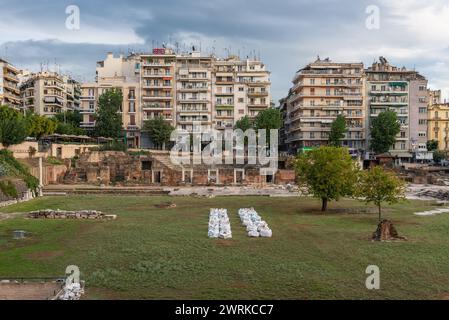 Ruines de l'ancien Forum de l'ère romaine dans la ville de Thessalonique, Grèce Banque D'Images